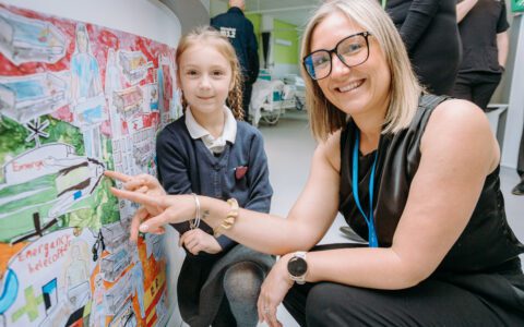 Sherwood Forest Hospitals officially open their new discharge lounge with children from Wainwright Primary Academy